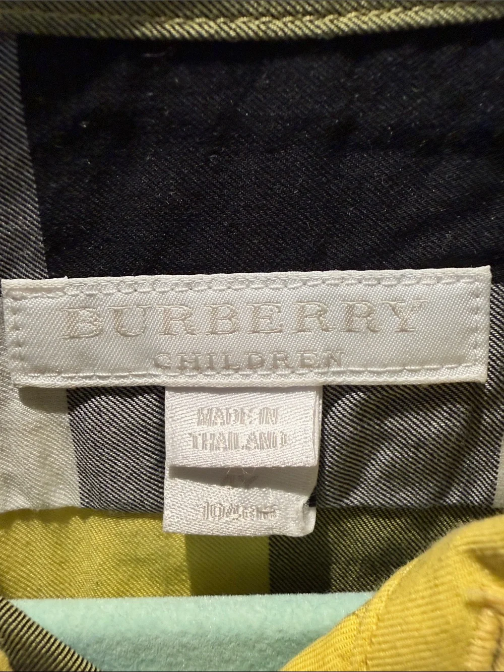 Authentic Burberry Yellow Black & White Plaid 4T Button-Down Shirt